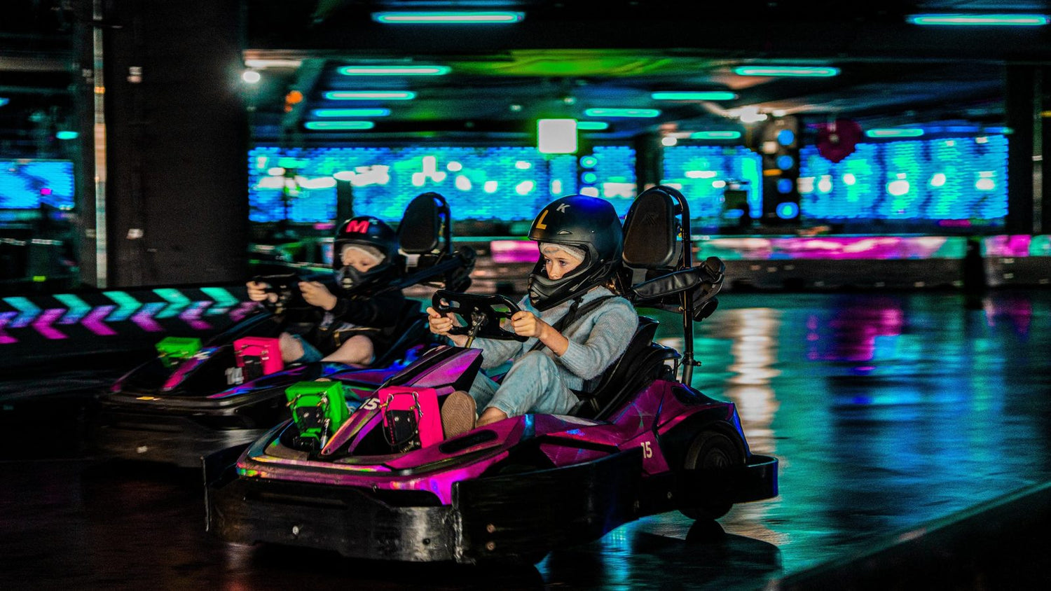 A child driving on the Hyper Karting junior track